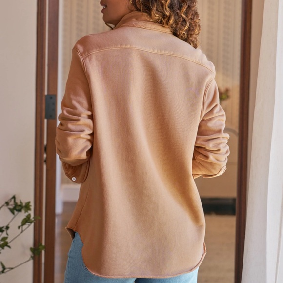 Frank & Eileen Sweatshirt Triple Fleece Button Up Camel - Picture 2 of 12